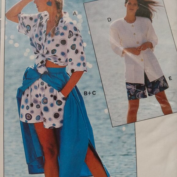 Vintage Skirt Shirt Shorts Sewing Pattern Plus Size 10-22 Burda 4824 UNCUT - Picture 4 of 9